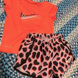 2 sets of Nike girls 18 month shorts and tshirt.